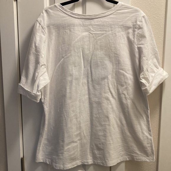 Christopher & Banks White Cotton Palm Trees Embellished Blouse Top Size XL - Picture 5 of 6